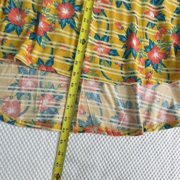 Lularoe Uneven Hem Yellow Floral Short Sleeve Swing Style T-Shirt Dress Size M - Picture 9 of 10